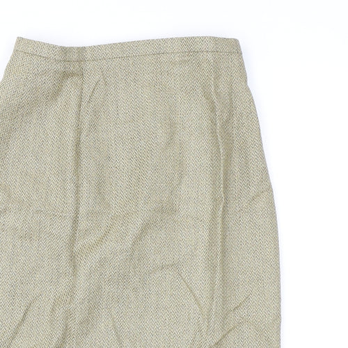 Chester Barrie Womens Beige Herringbone Silk Straight & Pencil Skirt Size 8 Zip