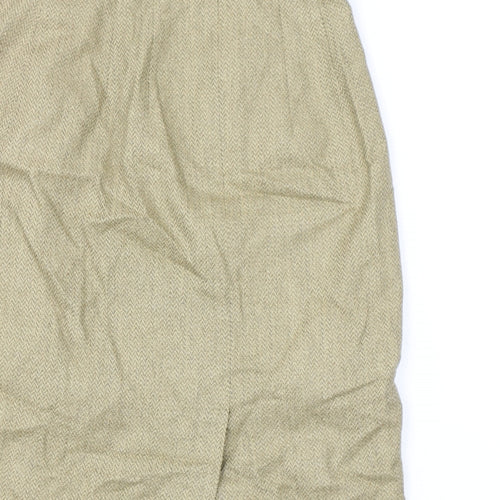Chester Barrie Womens Beige Herringbone Silk Straight & Pencil Skirt Size 8 Zip