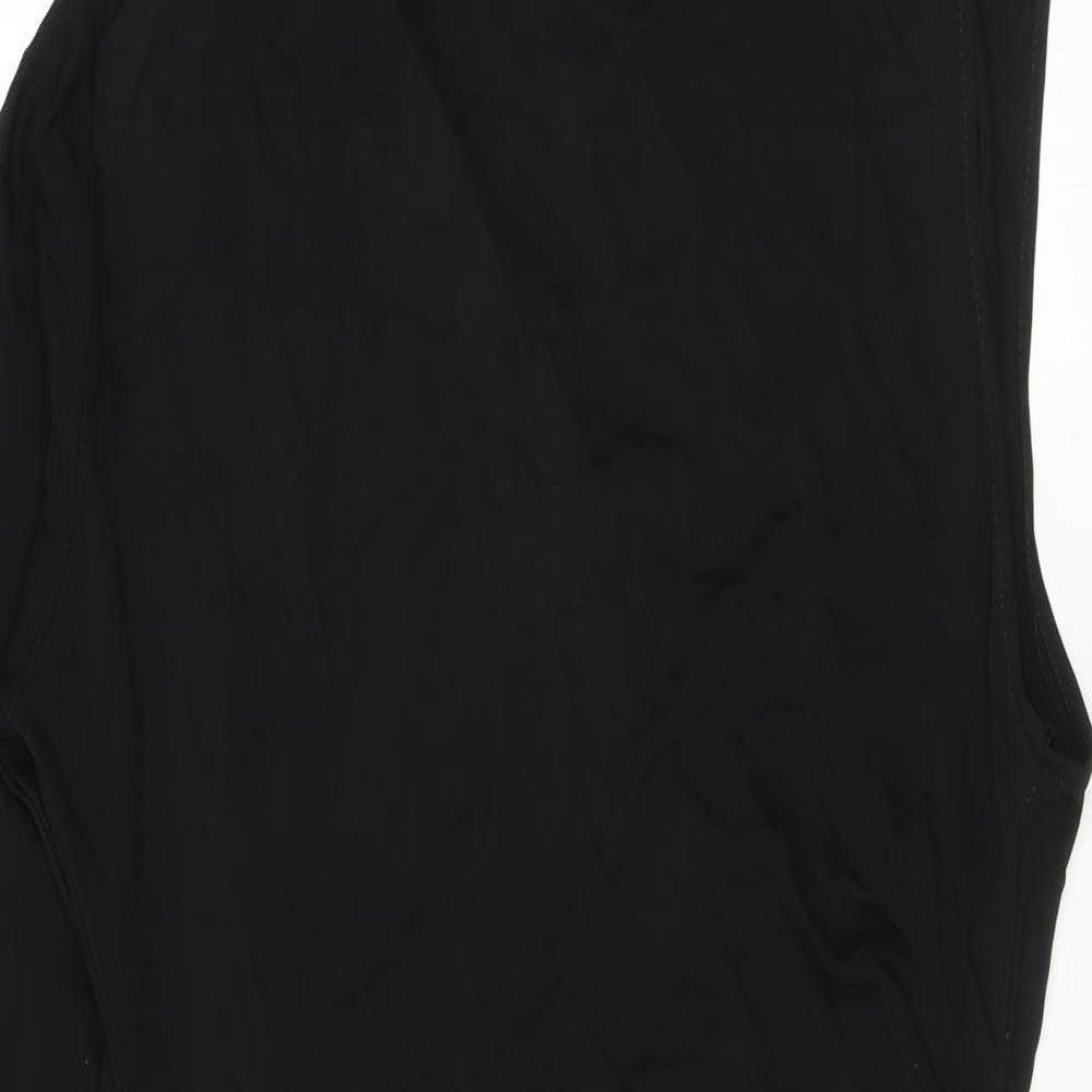 Zara Womens Black Viscose Bodycon Size L Mock Neck Snap - One shoulder