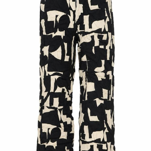 Monki Womens Black Geometric Viscose Trousers Size 6 L29 in Regular Zip
