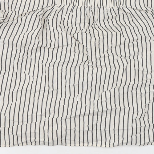 H&M Womens Ivory Striped Cotton Basic Button-Up Size 10 Off the Shoulder - Tie Front Detail