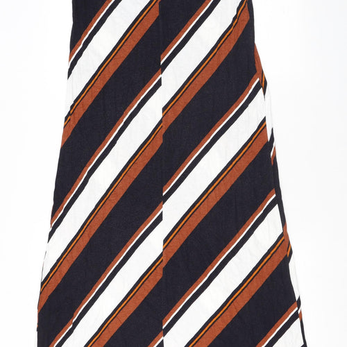 Wallis Womens Multicoloured Striped Viscose Maxi Size 12 Round Neck Pullover