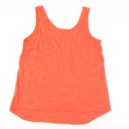 NEXT Womens Orange Floral Cotton Basic Tank Size 16 Scoop Neck - Flowers Studs