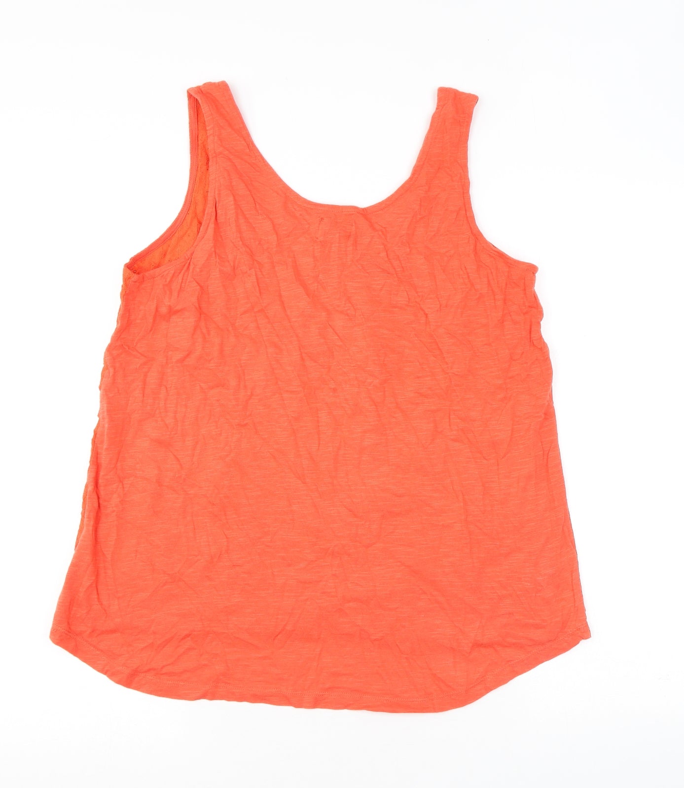 NEXT Womens Orange Floral Cotton Basic Tank Size 16 Scoop Neck - Flowers Studs