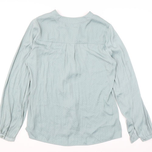 Monsoon Womens Blue Polka Dot Polyester Basic Blouse Size 10 V-Neck - Ruffle