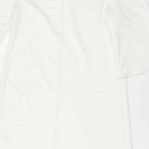 New Look Womens White Polyester Mini Size 8 Halter Pullover - Cold Shoulder