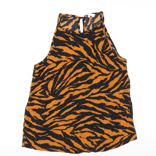 Warehouse Womens Brown Animal Print Polyester Camisole Blouse Size 14 Halter - Tiger Print