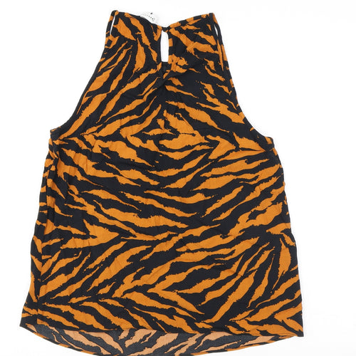 Warehouse Womens Brown Animal Print Polyester Camisole Blouse Size 14 Halter - Tiger Print