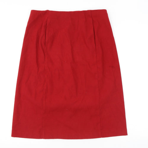 AMARANTO Womens Red Polyester A-Line Skirt Size 14 Zip - Pockets