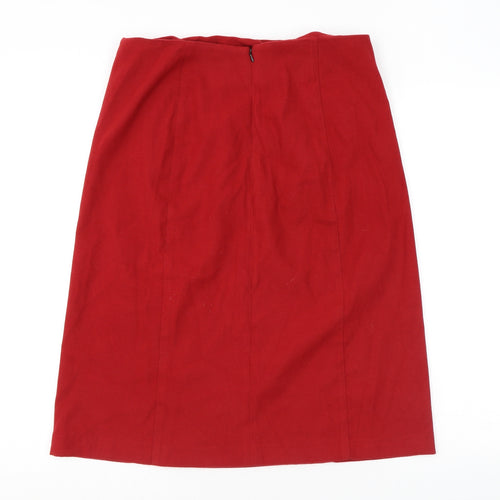 AMARANTO Womens Red Polyester A-Line Skirt Size 14 Zip - Pockets