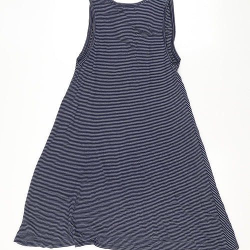 Gap Womens Blue Striped Rayon Tank Dress Size S V-Neck Pullover