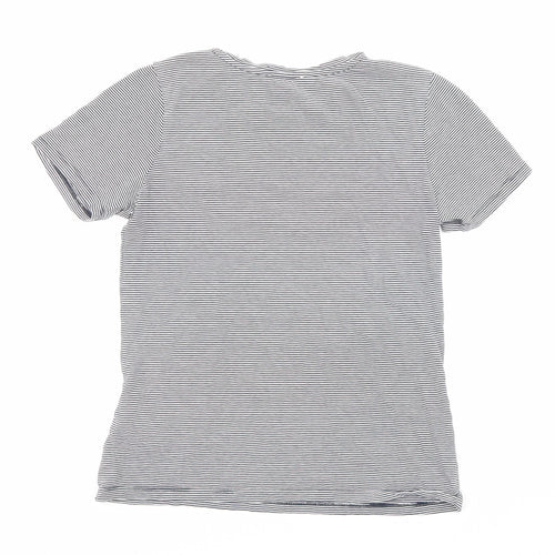 Warehouse Womens Black Striped Cotton Jersey T-Shirt Size 8 Round Neck - Lips
