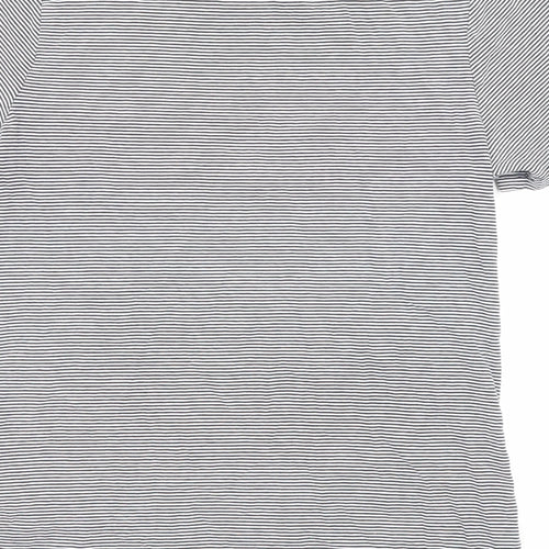 Warehouse Womens Black Striped Cotton Jersey T-Shirt Size 8 Round Neck - Lips