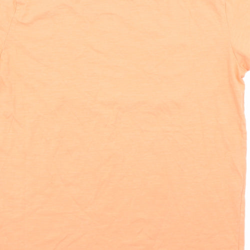ACW85 Mens Orange Cotton T-Shirt Size M Round Neck - Beach Life, Palm Trees
