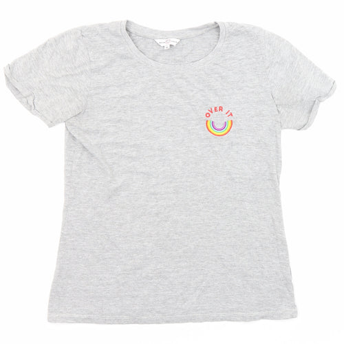 Neon Sheep Womens Green Cotton Jersey T-Shirt Size XS Round Neck - Rainbow Embroidery, Over It