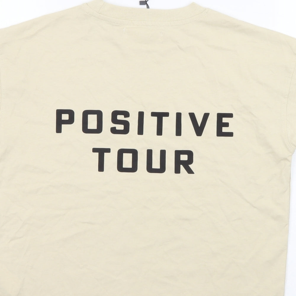 Zara Boys Beige Cotton Basic T-Shirt Size 8-9 Years Round Neck Pullover - Positive Tour