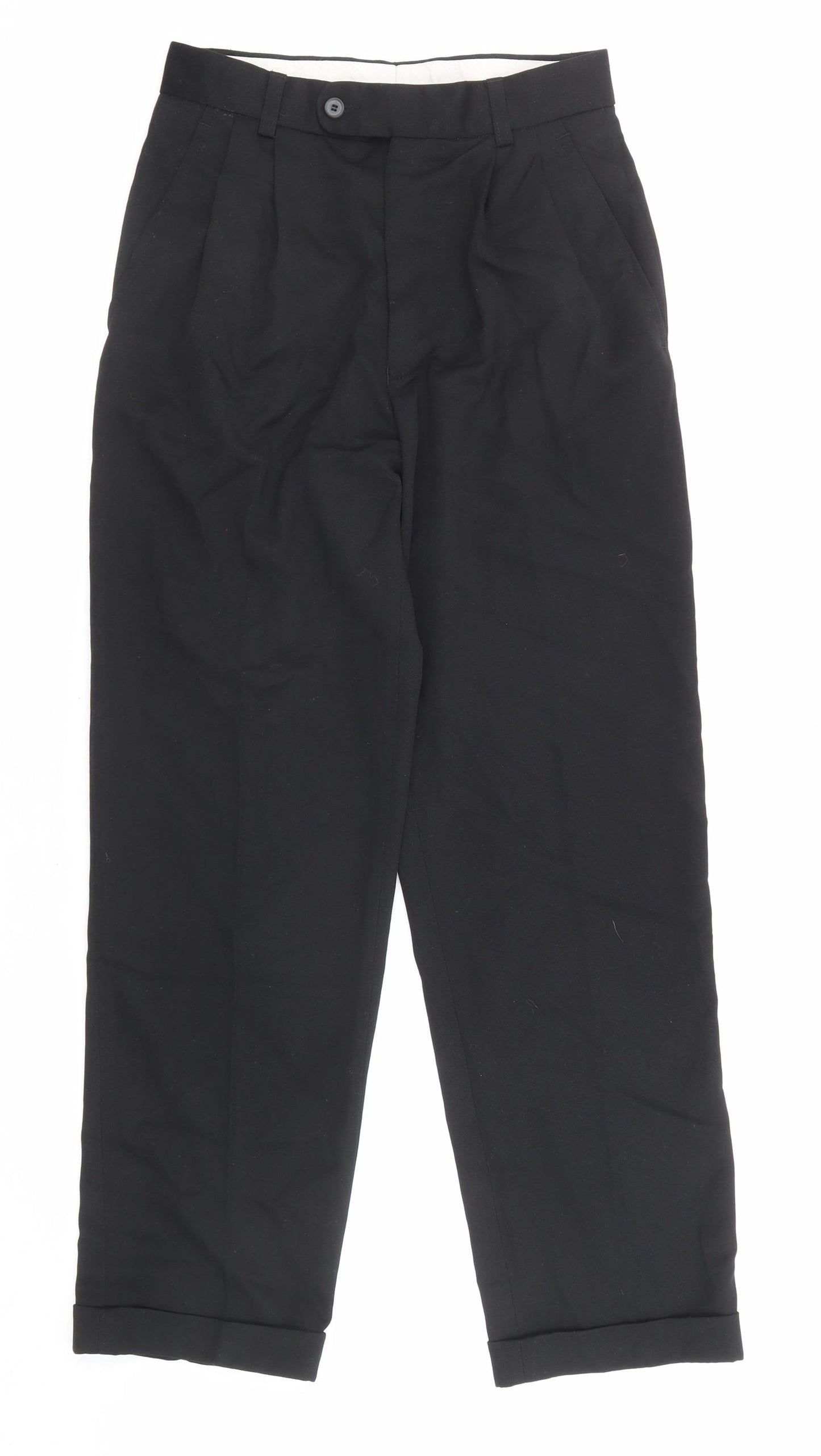 Woods & Gray Mens Black Polyester Trousers Size 28 in L28 in Regular Zip