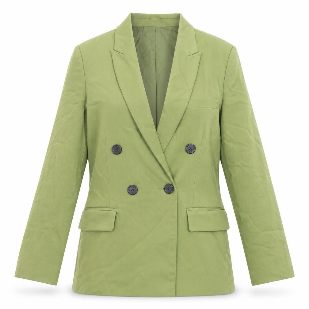 Front view of Stradivarius women’s green polyester jacket suit jacket, size S