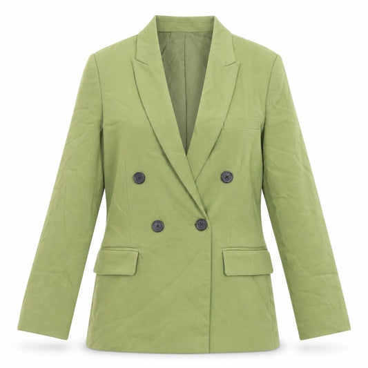 Front view of Stradivarius women’s green polyester jacket suit jacket, size S