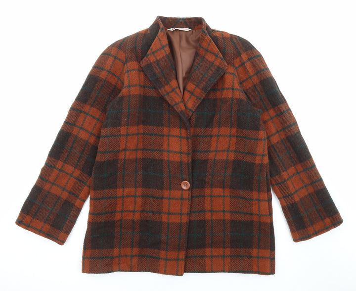 Yves Daincourt Womens Multicoloured Plaid Overcoat Coat Size 10 Button