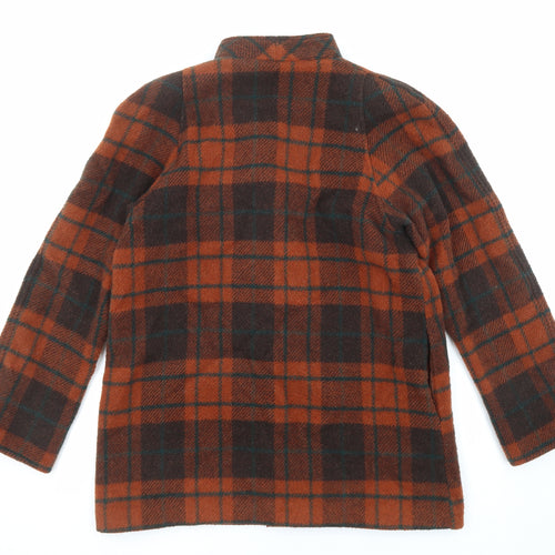 Yves Daincourt Womens Multicoloured Plaid Overcoat Coat Size 10 Button