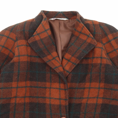Yves Daincourt Womens Multicoloured Plaid Overcoat Coat Size 10 Button