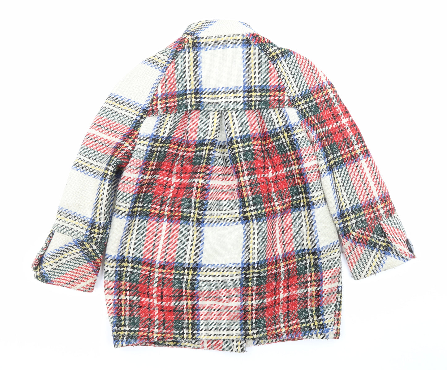 River Island Womens Multicoloured Plaid Overcoat Coat Size 6 Button