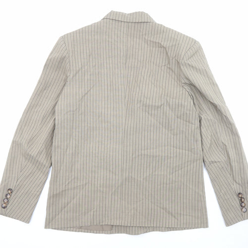 Boohoo Womens Beige Striped Polyester Jacket Suit Jacket Size 10