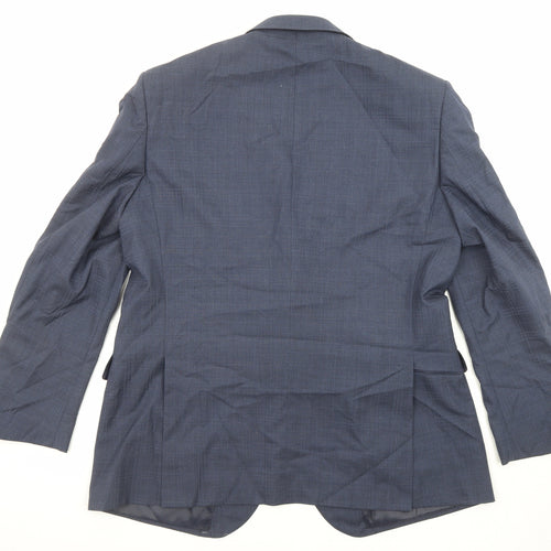 Marks and Spencer Mens Blue Plaid Wool Jacket Suit Jacket Size 44 Regular
