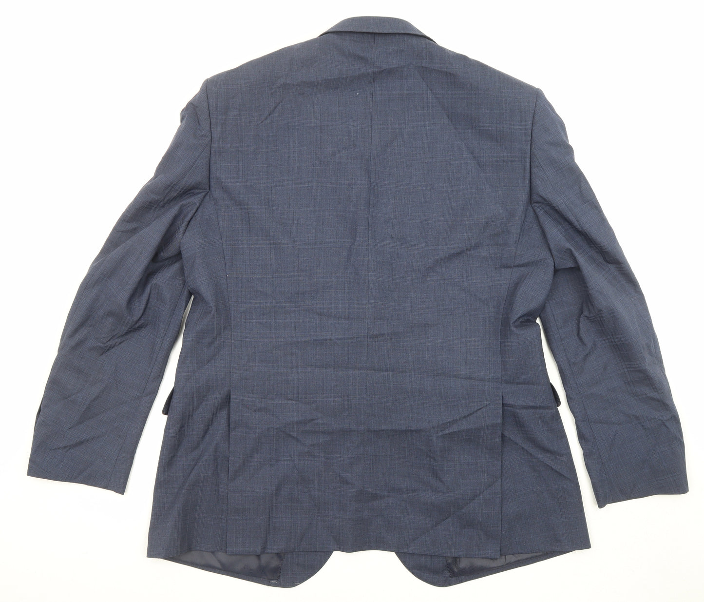 Marks and Spencer Mens Blue Plaid Wool Jacket Suit Jacket Size 44 Regular