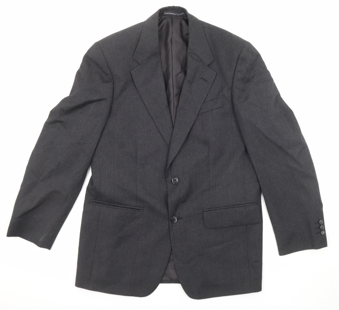 Greenwoods Mens Grey Wool Jacket Suit Jacket Size 38 Regular