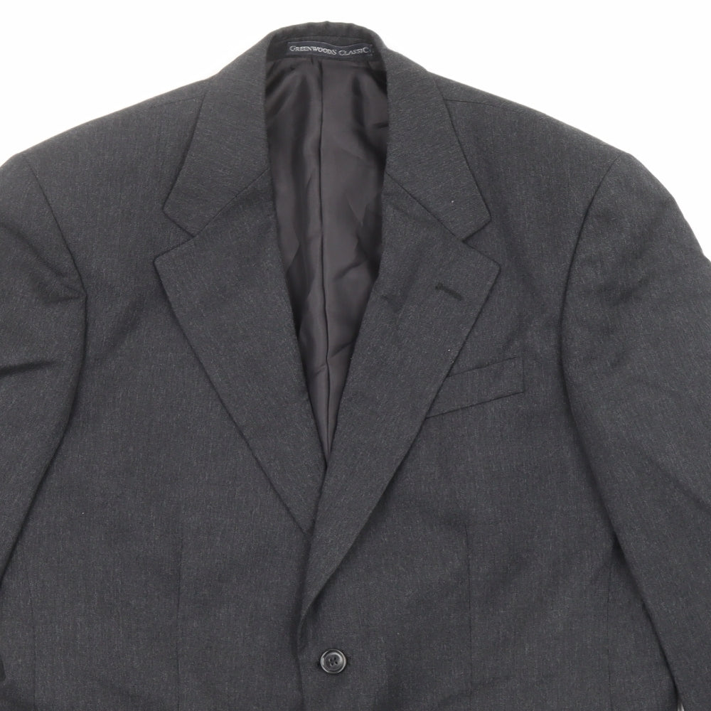 Greenwoods Mens Grey Wool Jacket Suit Jacket Size 38 Regular
