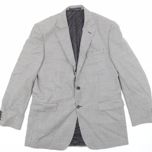 Marks and Spencer Mens Black Geometric Wool Jacket Suit Jacket Size 42 Regular