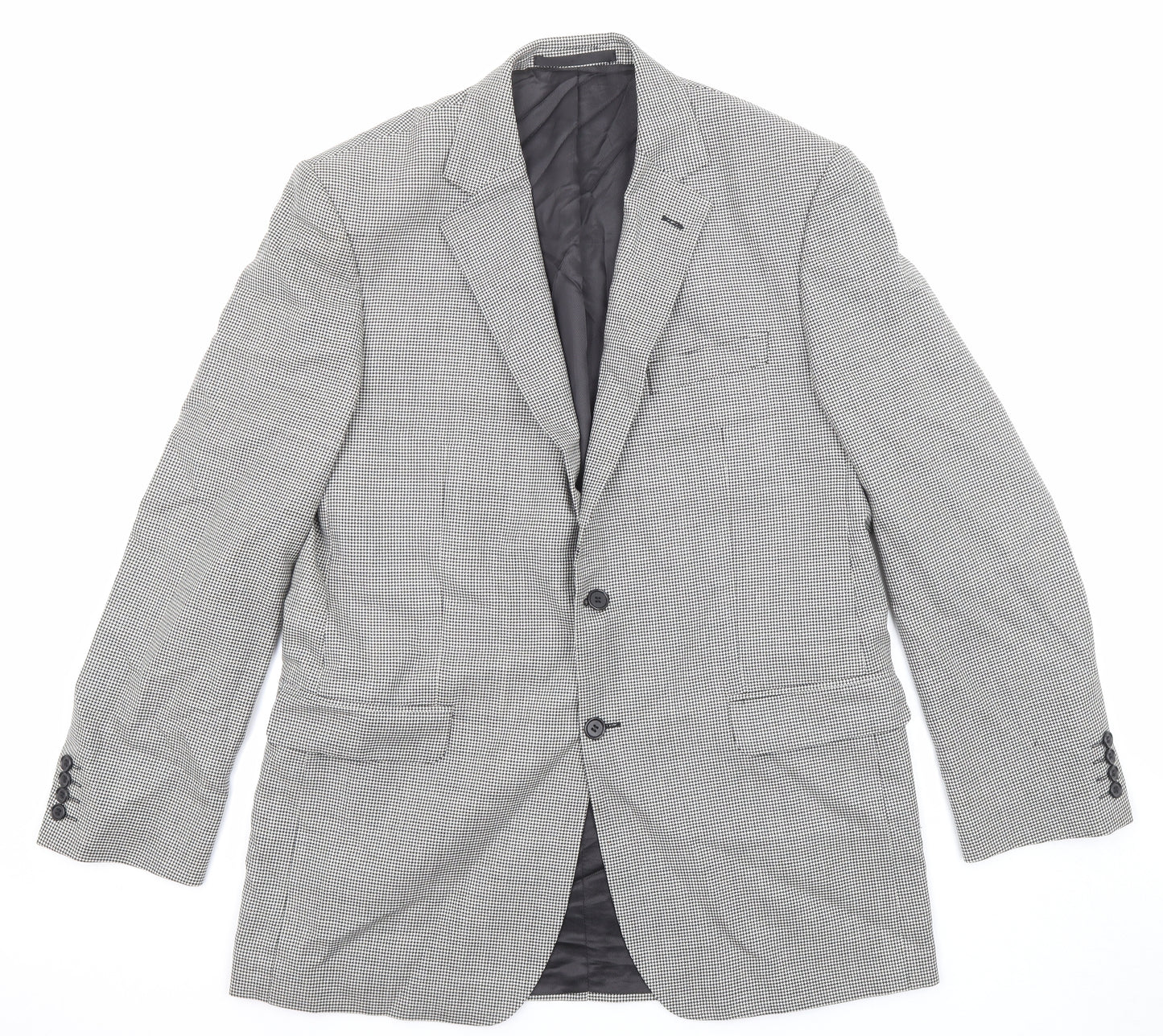 Marks and Spencer Mens Black Geometric Wool Jacket Suit Jacket Size 42 Regular