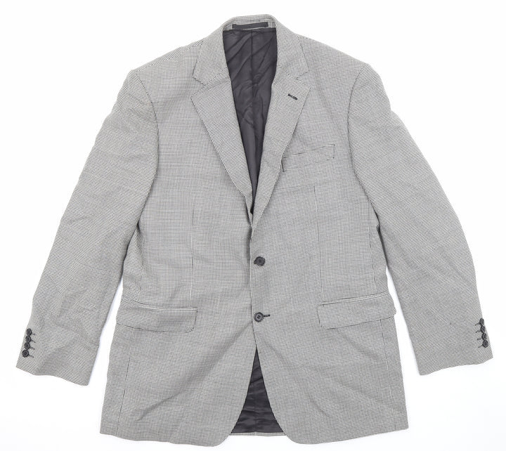 Marks and Spencer Mens Black Geometric Wool Jacket Suit Jacket Size 42 Regular