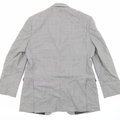 Marks and Spencer Mens Black Geometric Wool Jacket Suit Jacket Size 42 Regular