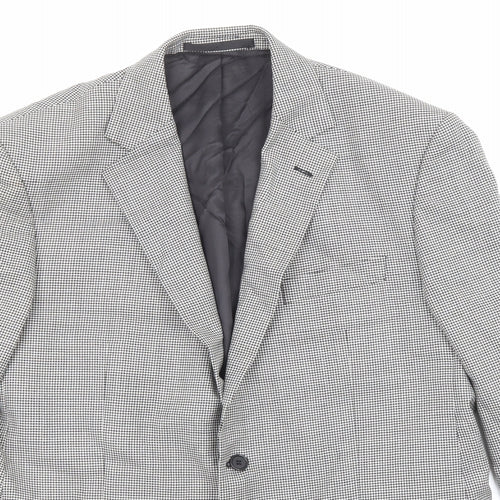 Marks and Spencer Mens Black Geometric Wool Jacket Suit Jacket Size 42 Regular