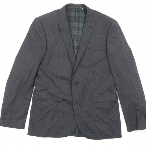 NEXT Mens Grey Check Polyester Jacket Suit Jacket Size 40 Regular
