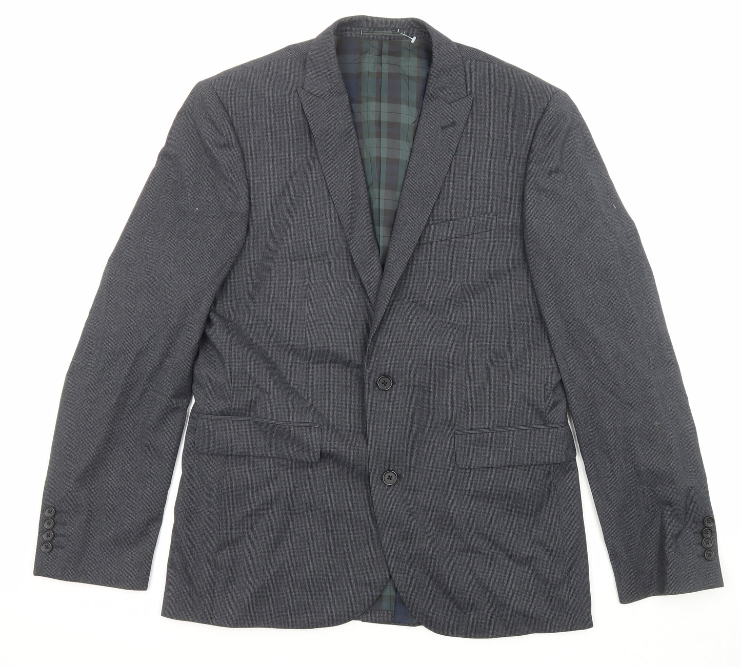 NEXT Mens Grey Check Polyester Jacket Suit Jacket Size 40 Regular