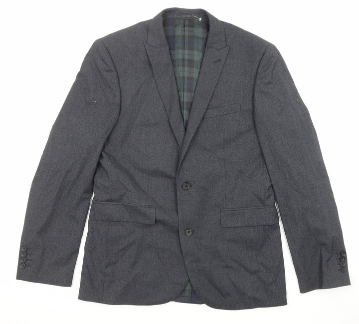 NEXT Mens Grey Check Polyester Jacket Suit Jacket Size 40 Regular