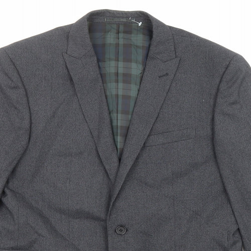 NEXT Mens Grey Check Polyester Jacket Suit Jacket Size 40 Regular
