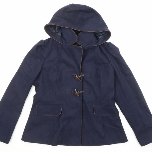 New Look Womens Blue Overcoat Coat Size 14 Button