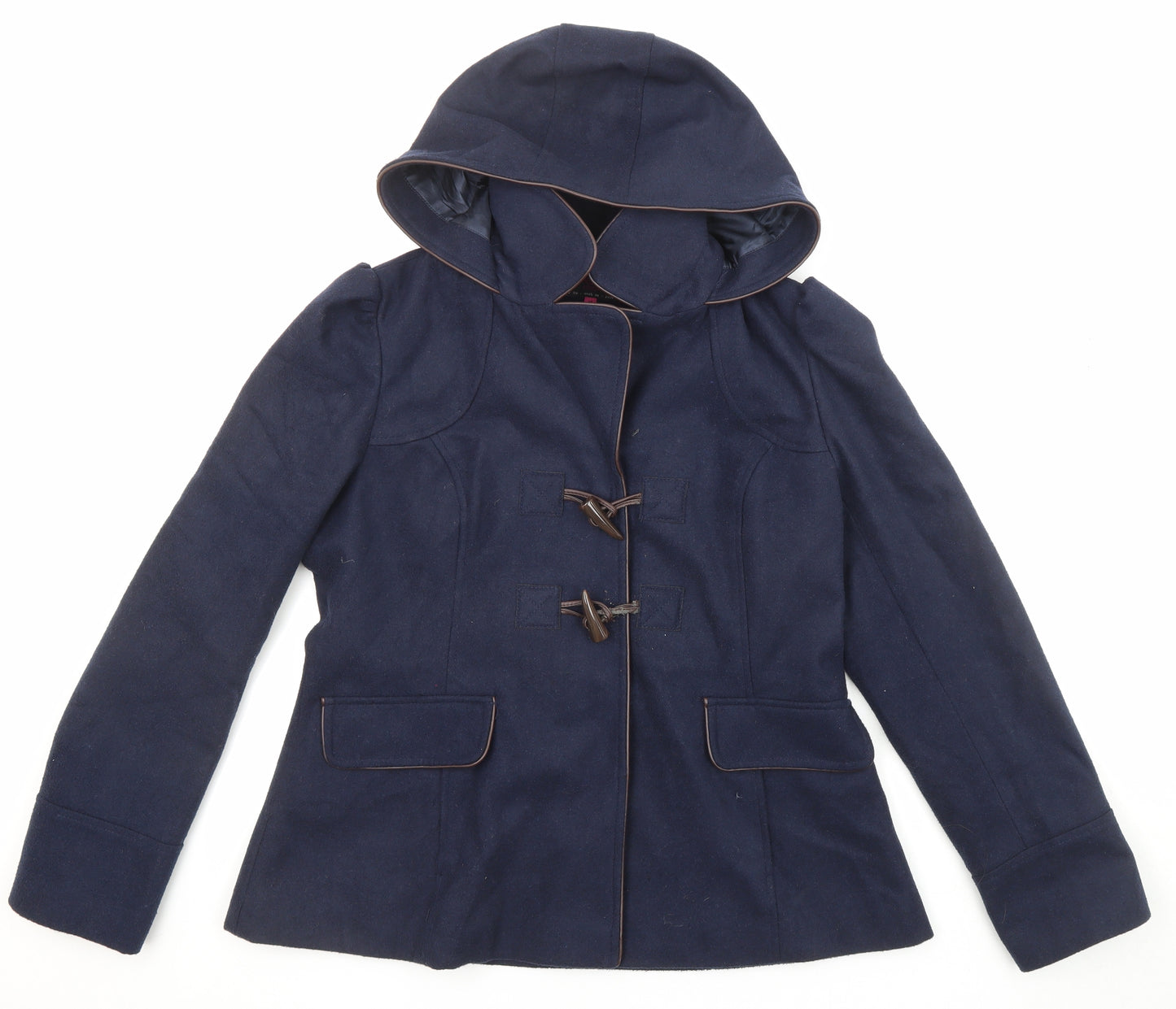 New Look Womens Blue Overcoat Coat Size 14 Button