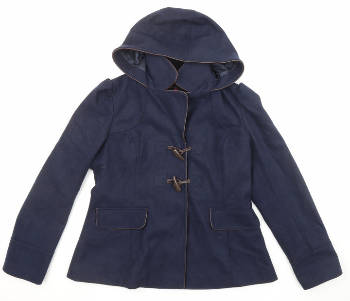 New Look Womens Blue Overcoat Coat Size 14 Button