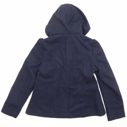 New Look Womens Blue Overcoat Coat Size 14 Button