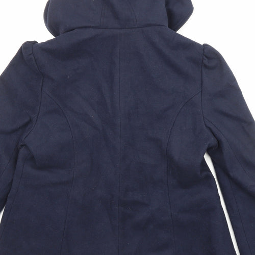 New Look Womens Blue Overcoat Coat Size 14 Button