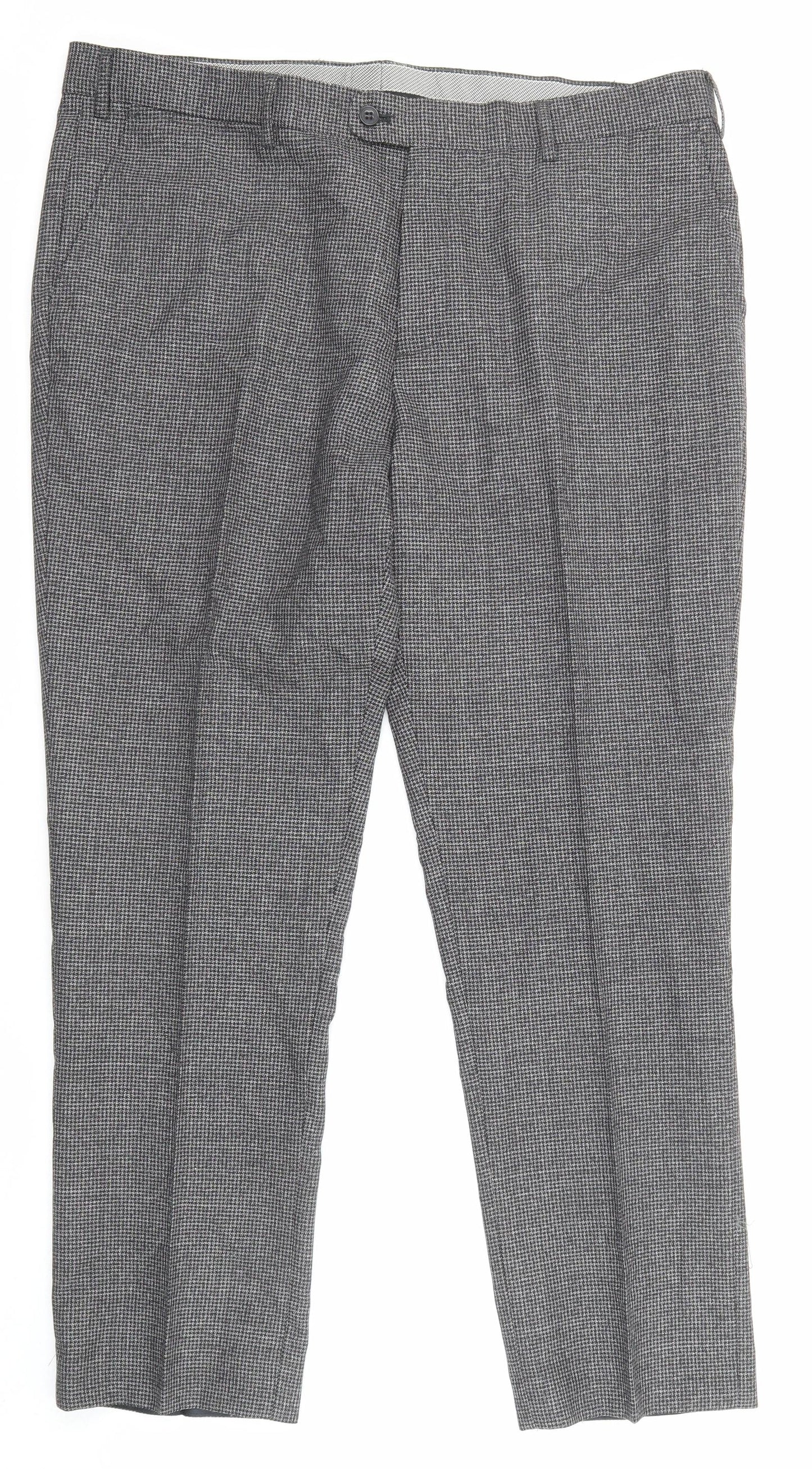 Skopes Mens Grey Geometric Wool Trousers Size 38 in L29 in Regular Zip
