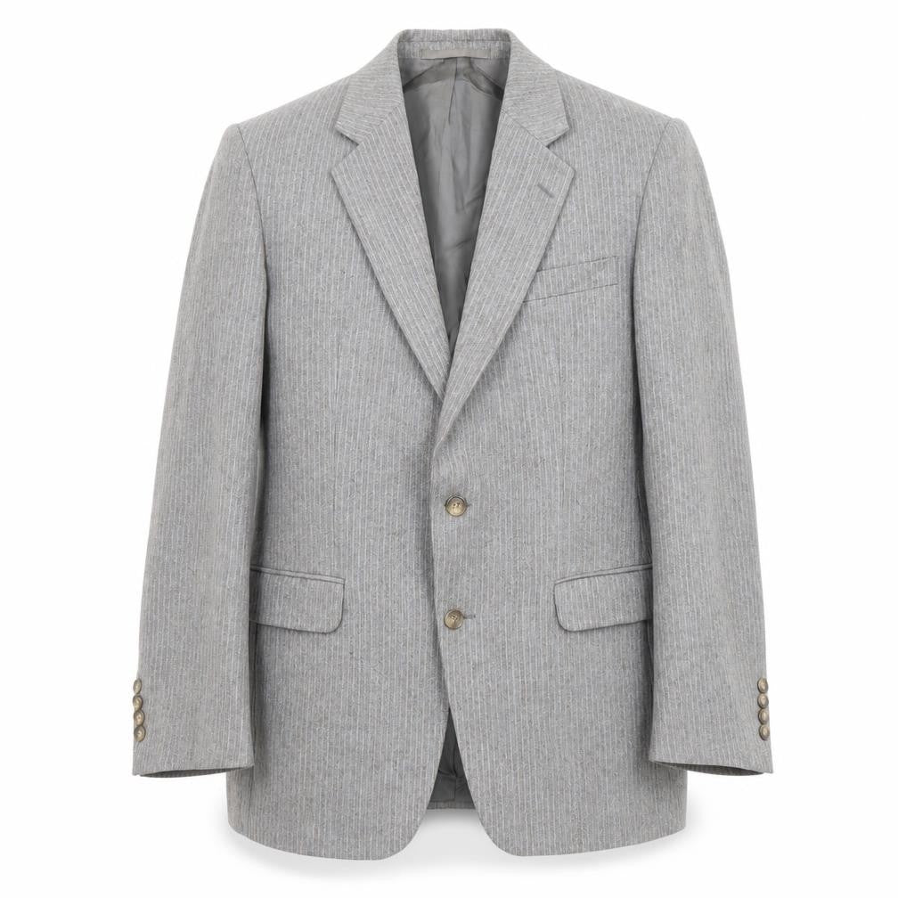 Front view of Skopes men’s grey striped viscose jacket suit jacket, size 38, regular