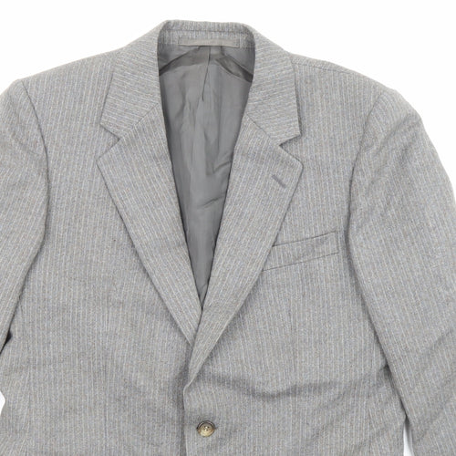 Skopes Mens Grey Striped Viscose Jacket Suit Jacket Size 38 Regular