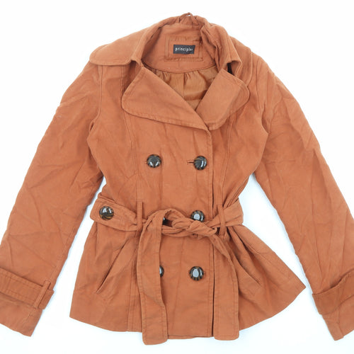Principles Womens Orange Puffer Jacket Coat Size 10 Button